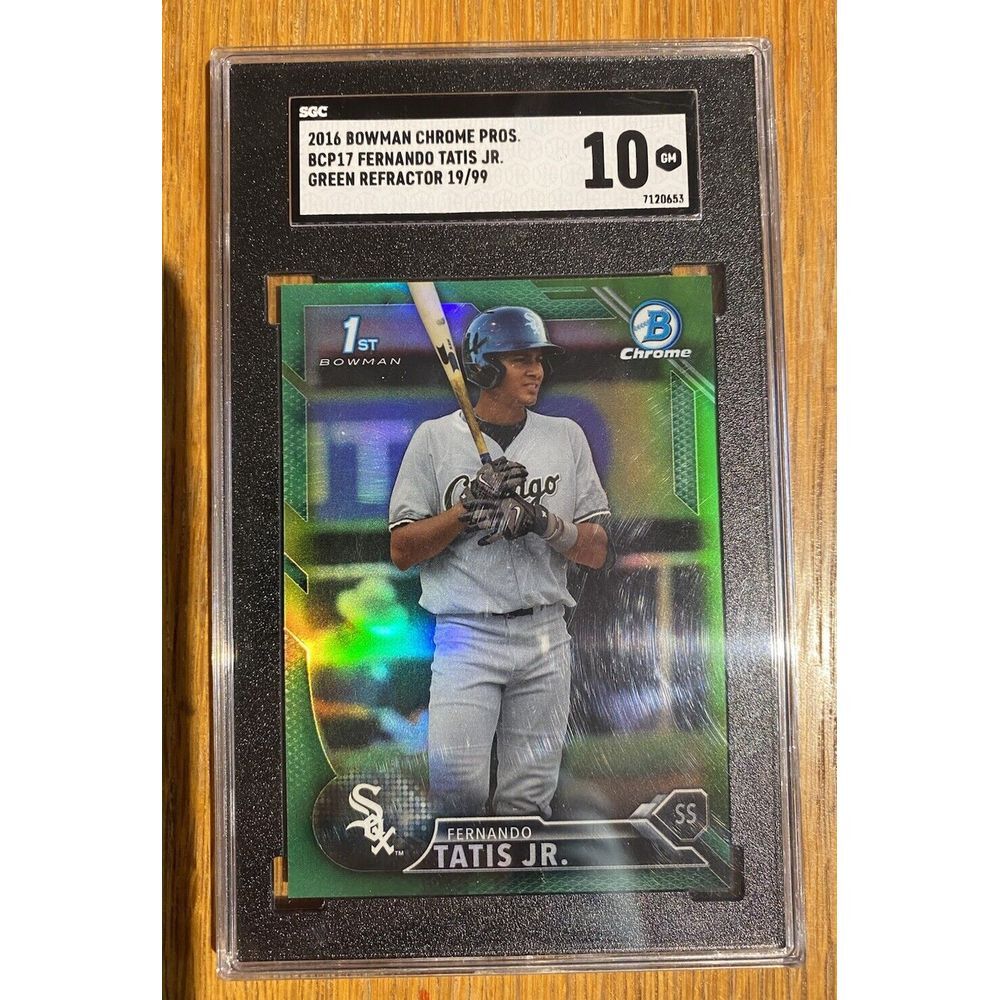 2016 Bowman Chrome BCP17 Fernando Tatis Jr Green Refractor #/99 SGC 10‎ 1st Card